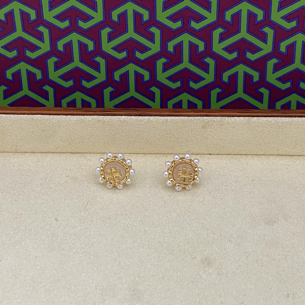 Tory Burch Distinctive Geometric Pearl Letter Earrings
